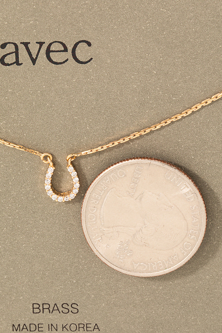 DAINTY PAVE HORSESHOE CHARM NECKLACE