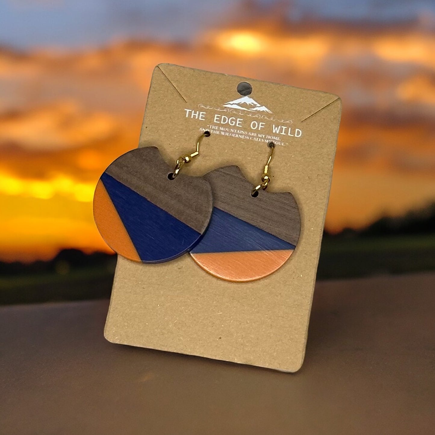 Round Resin & Wood Earrings