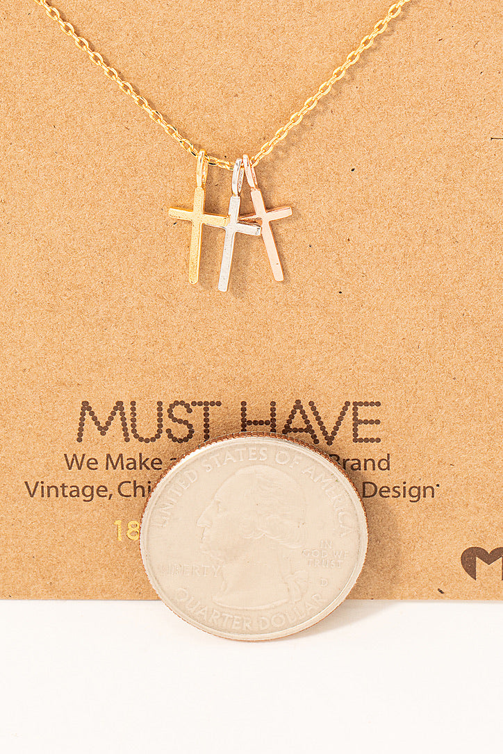 TRIPLE CROSS PENDENT NECKLACE