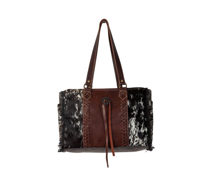 ROSALINDA CROSS STITCHED CANVAS & HAIRON BAG