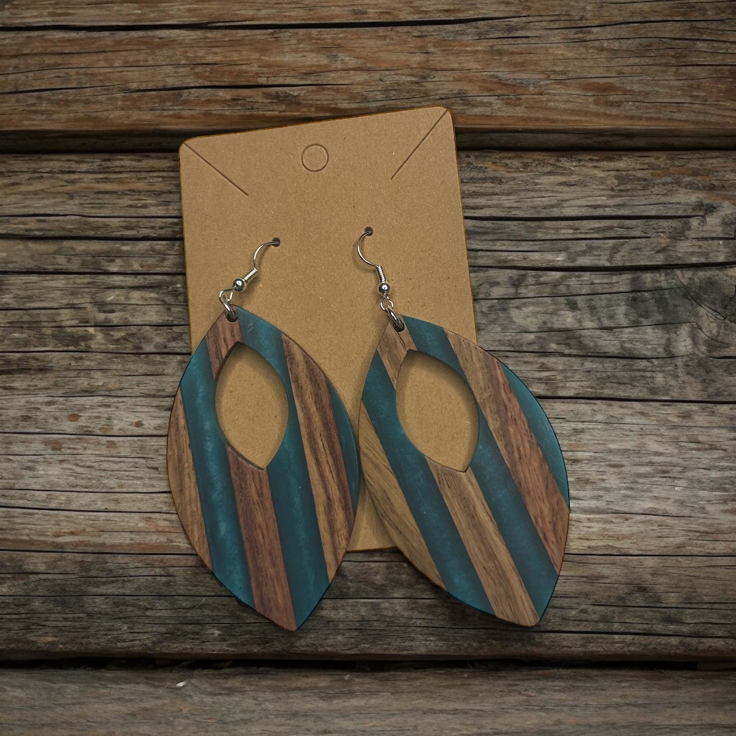 TURQUOISE & WOOD EARRINGS