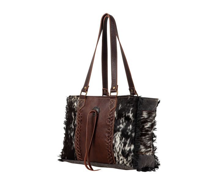 ROSALINDA CROSS STITCHED CANVAS & HAIRON BAG