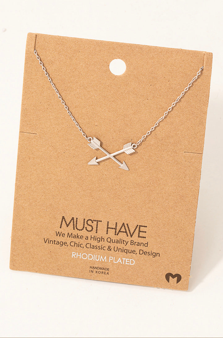 CROSSED ARROW PENDENT NACKLACE