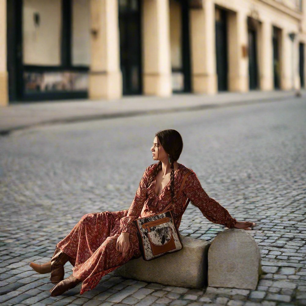 HIGHSTONE CANVAS & HAIRON SHOULDER BAG
