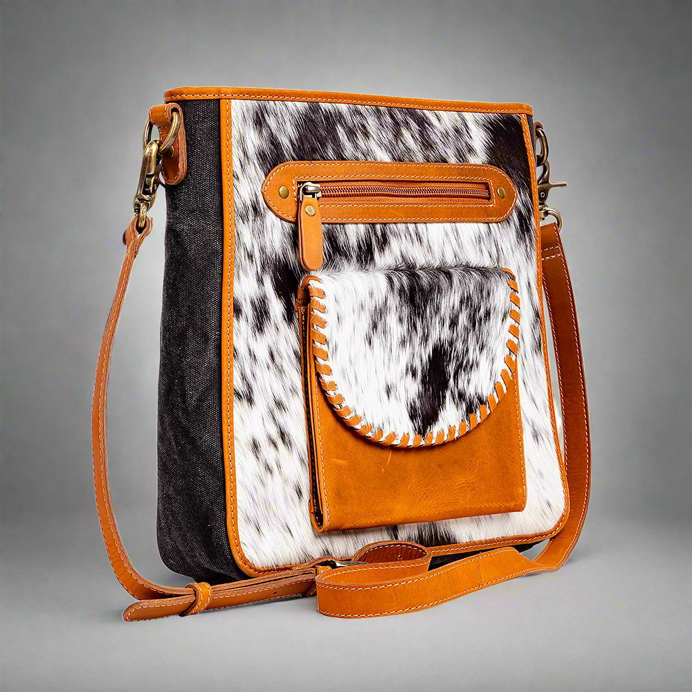 HIGHSTONE CANVAS & HAIRON SHOULDER BAG