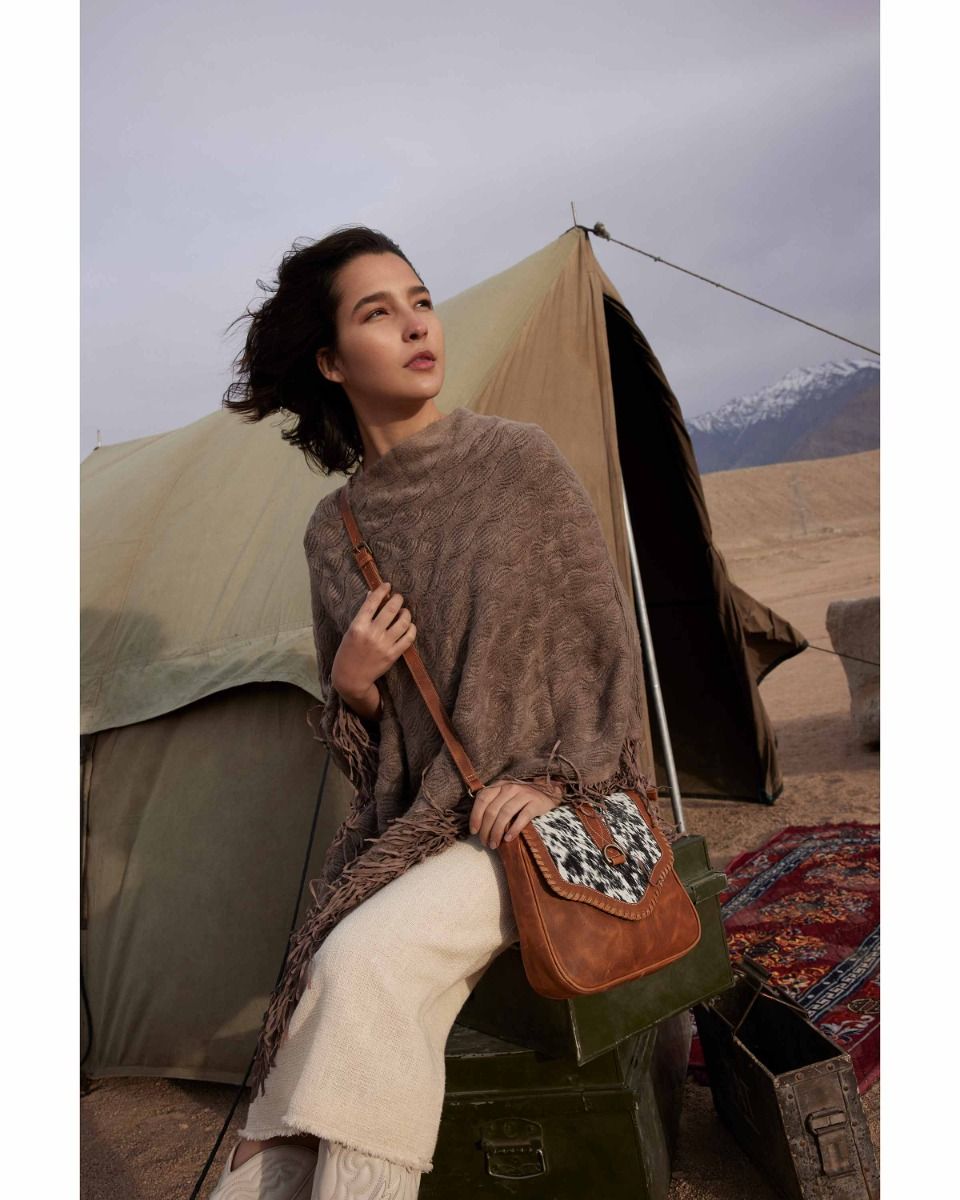 THE TYSON TRAIL LEATHER HAIRON SHOULDER BAG