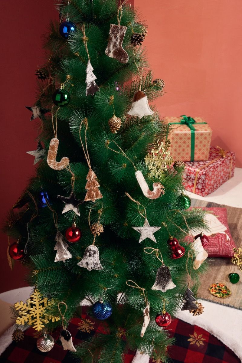 CHRISTMAS STAR HAIR-ON HIDE ORNAMENT SET IN BLACK