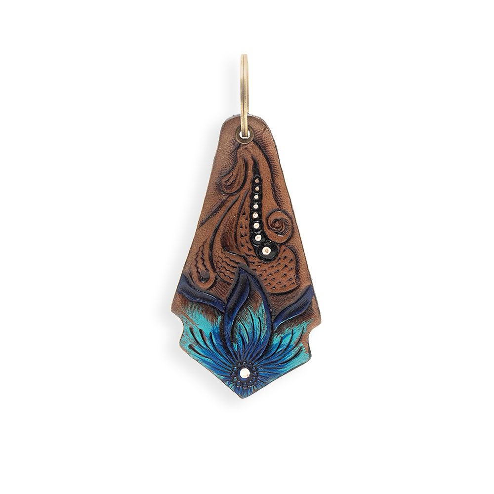 FLOWERING LOVE HAND-TOOLED LEATHER KEY FOB