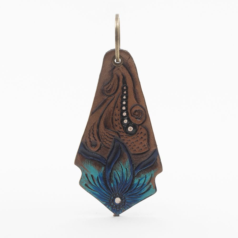 FLOWERING LOVE HAND-TOOLED LEATHER KEY FOB