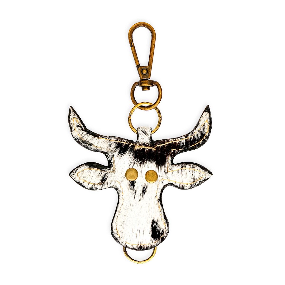 BESSY COW HAIR-ON HIDE KEY FOB IN BLACK