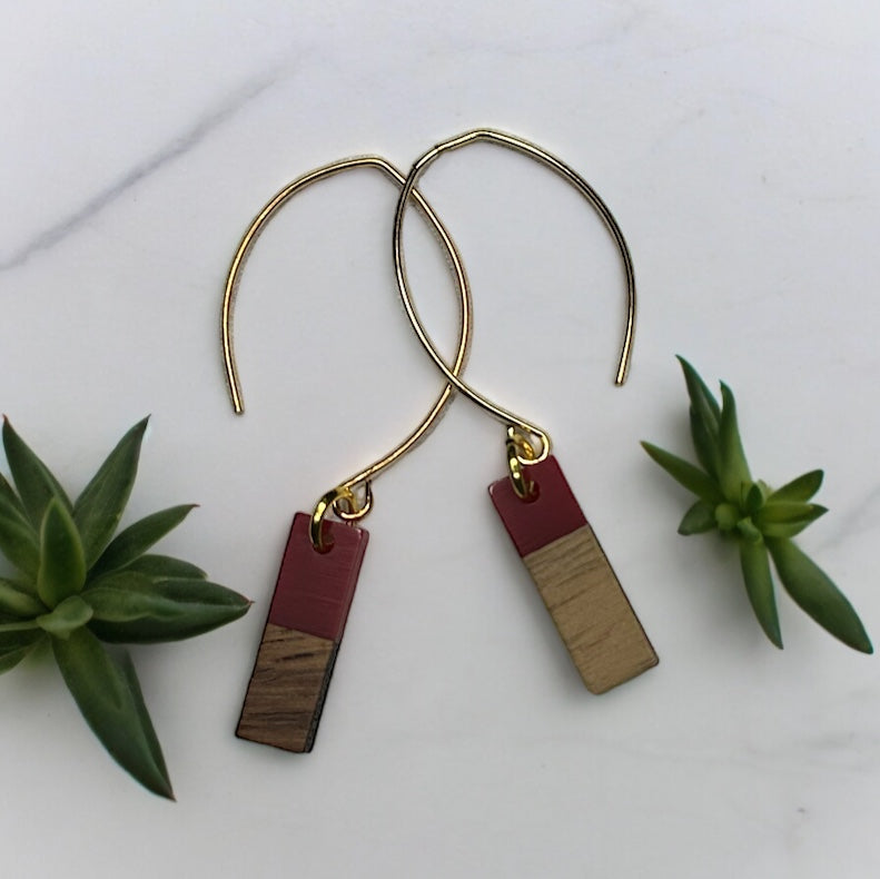 Gold Wood & Resin Dancing Earrings
