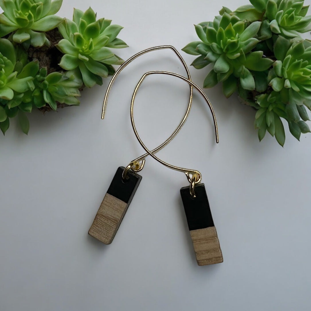 Gold Wood & Resin Dancing Earrings
