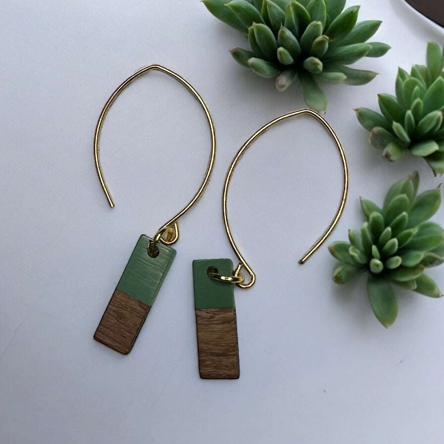 Gold Wood & Resin Dancing Earrings