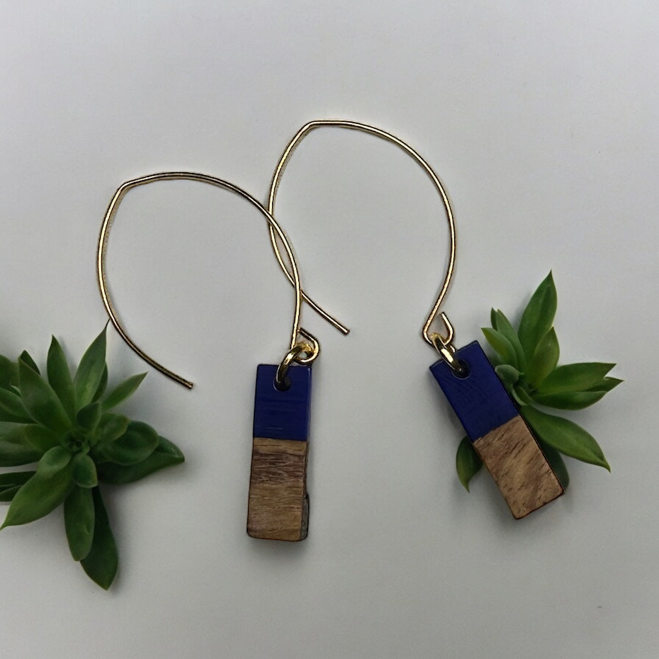 Gold Wood & Resin Dancing Earrings