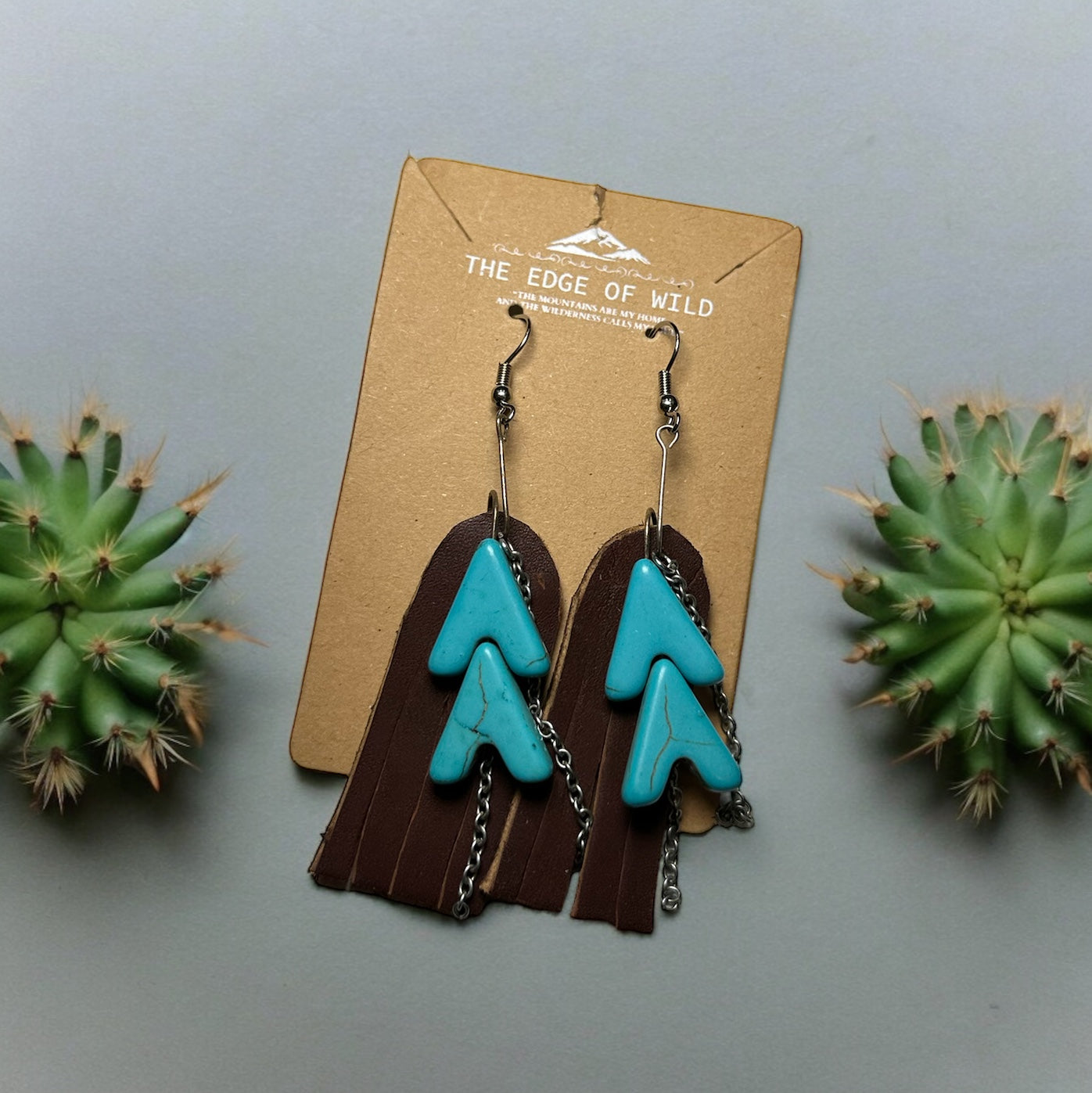 Leather Turquoise Dangle Earring