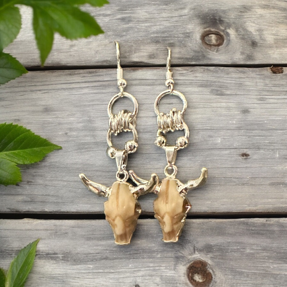 Silver Bull Earring