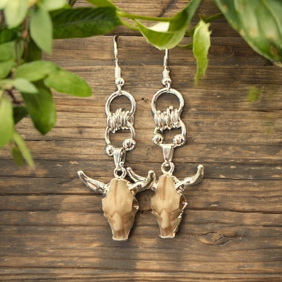 Silver Bull Earring