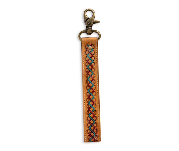 SOUTHWEST BRAID HAND-TOOLED STRAP KEY FOB