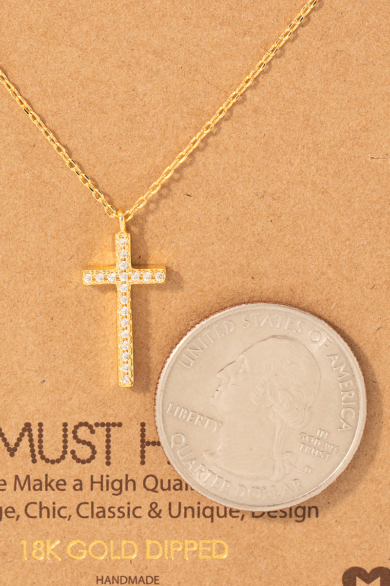PAVE CROSS PENDENT NECKLACE