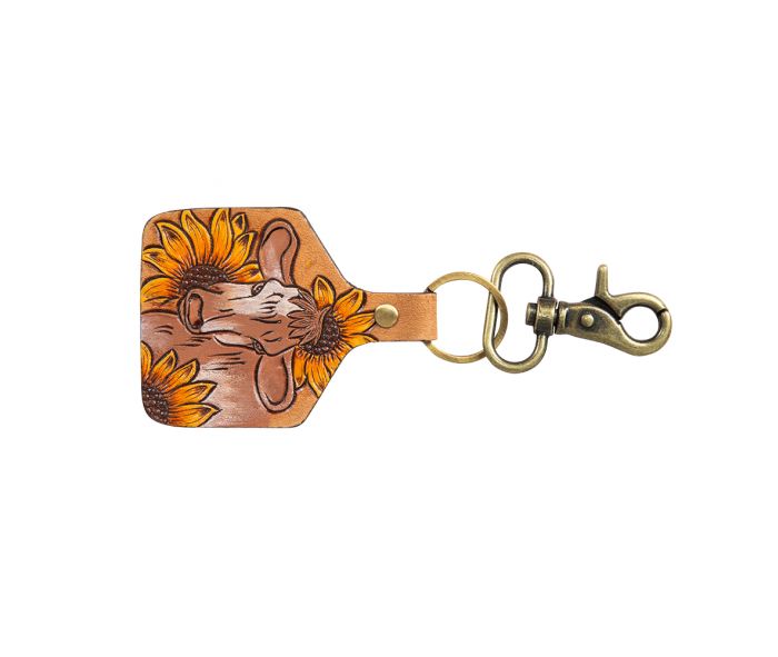 BOVINE BLISS HAND-TOOLED KEY FOB
