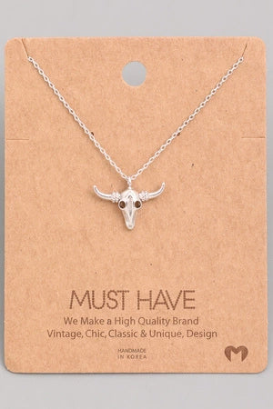 BULL SKULL CHARM NECKLACE