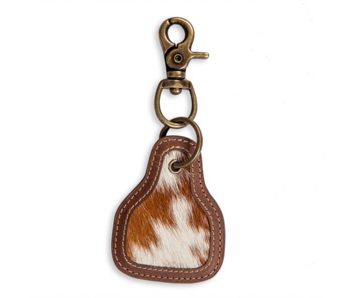 PONY BROOK KEY FOB IN BROWN & WHITE