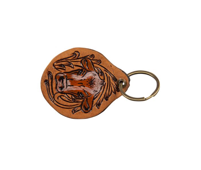 STEER TRAIL HAND-TOOLED KEY FOB