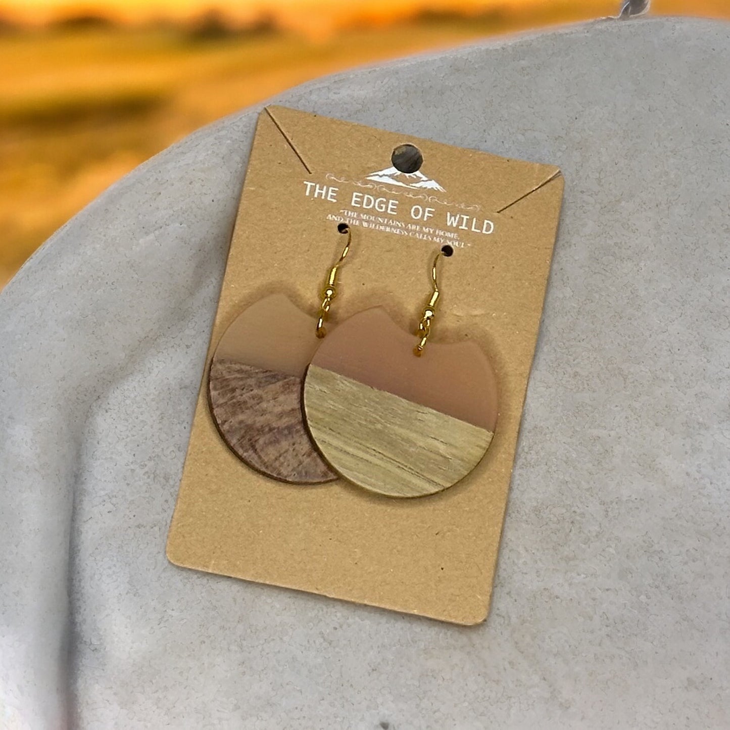 Round Resin & Wood Earrings