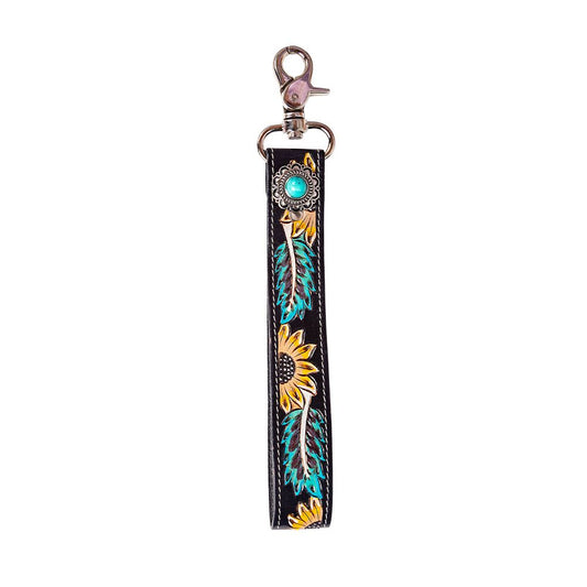 CHEYENNE BLOOM HAND-TOOLED KEY FOB