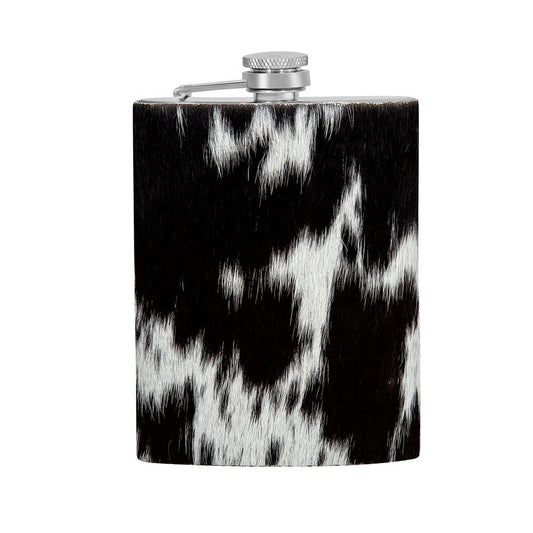 MOUNTAIN TRAIL FLASK IN DARK HAIR ON HIDE