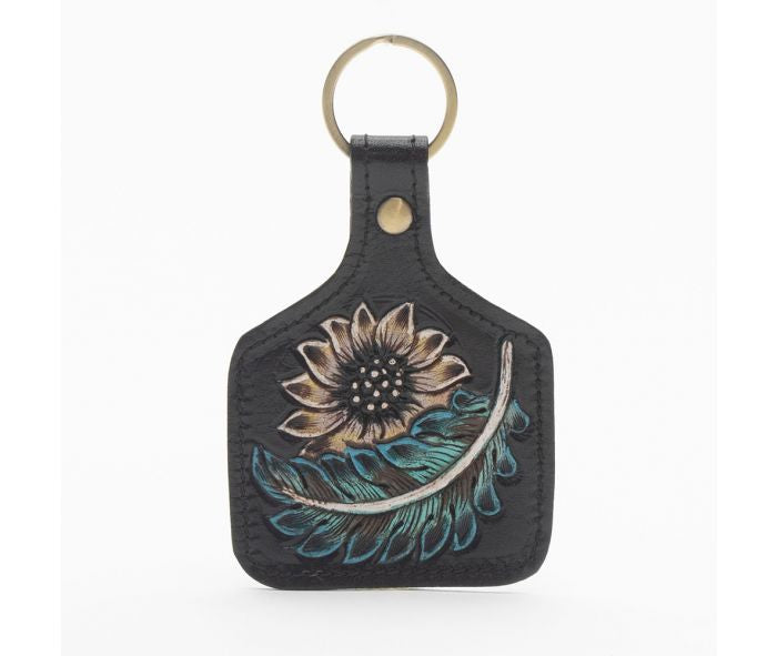 DUSTY BLOOM HAND-TOOLED LEATHER KEY FOB