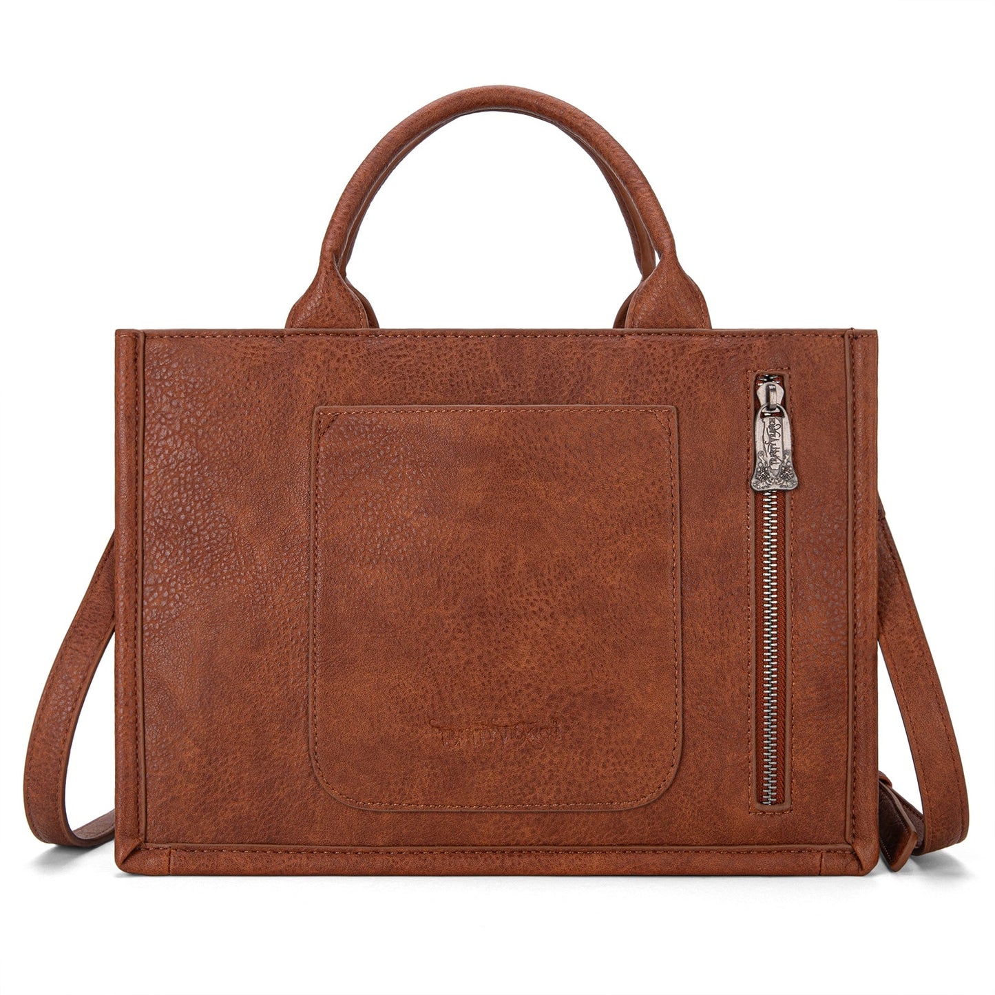 Trinity Ranch Floral Tooled Fringe Concealed Carry Tote/Crossbody Brown