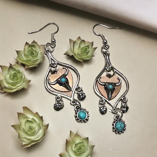 Copper Bull Earring