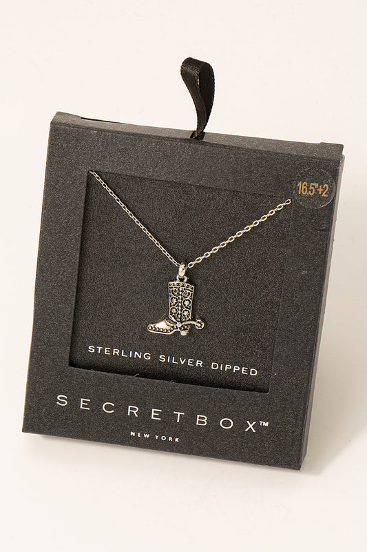 SECRET BOX COWBOY BOOT PENDANT NECKLACE