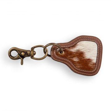 PONY BROOK KEY FOB IN BROWN & WHITE
