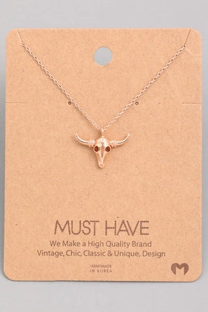 BULL SKULL CHARM NECKLACE