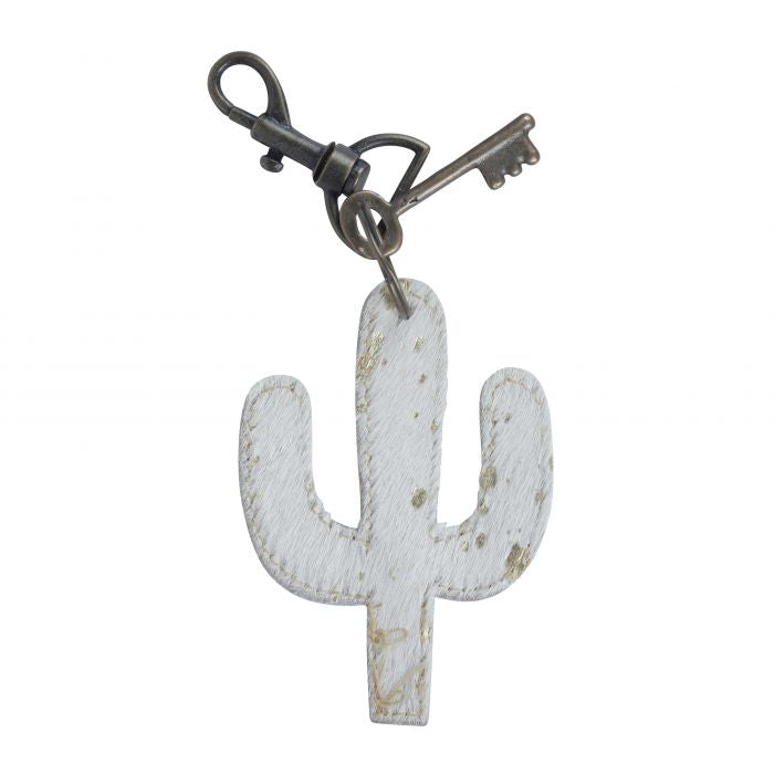 WHITE CACTUS KEY FOB